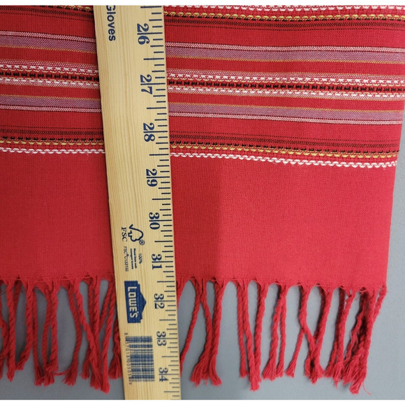 Vintage Michele Maxi Skirt Womens 14 Red Embroidered Stripes Fringe Western Boho - Picture 6 of 11